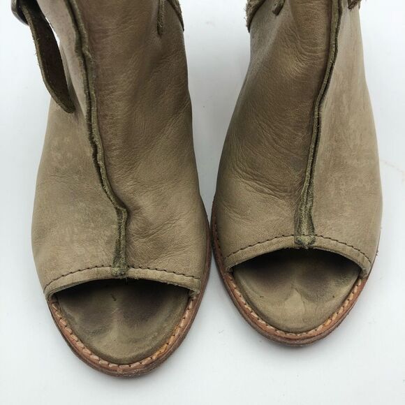 Frye Izzy Artisan Leather Cream Gray Open Toe heel Sling Sandals Women’s Size 7B - Picture 9 of 12